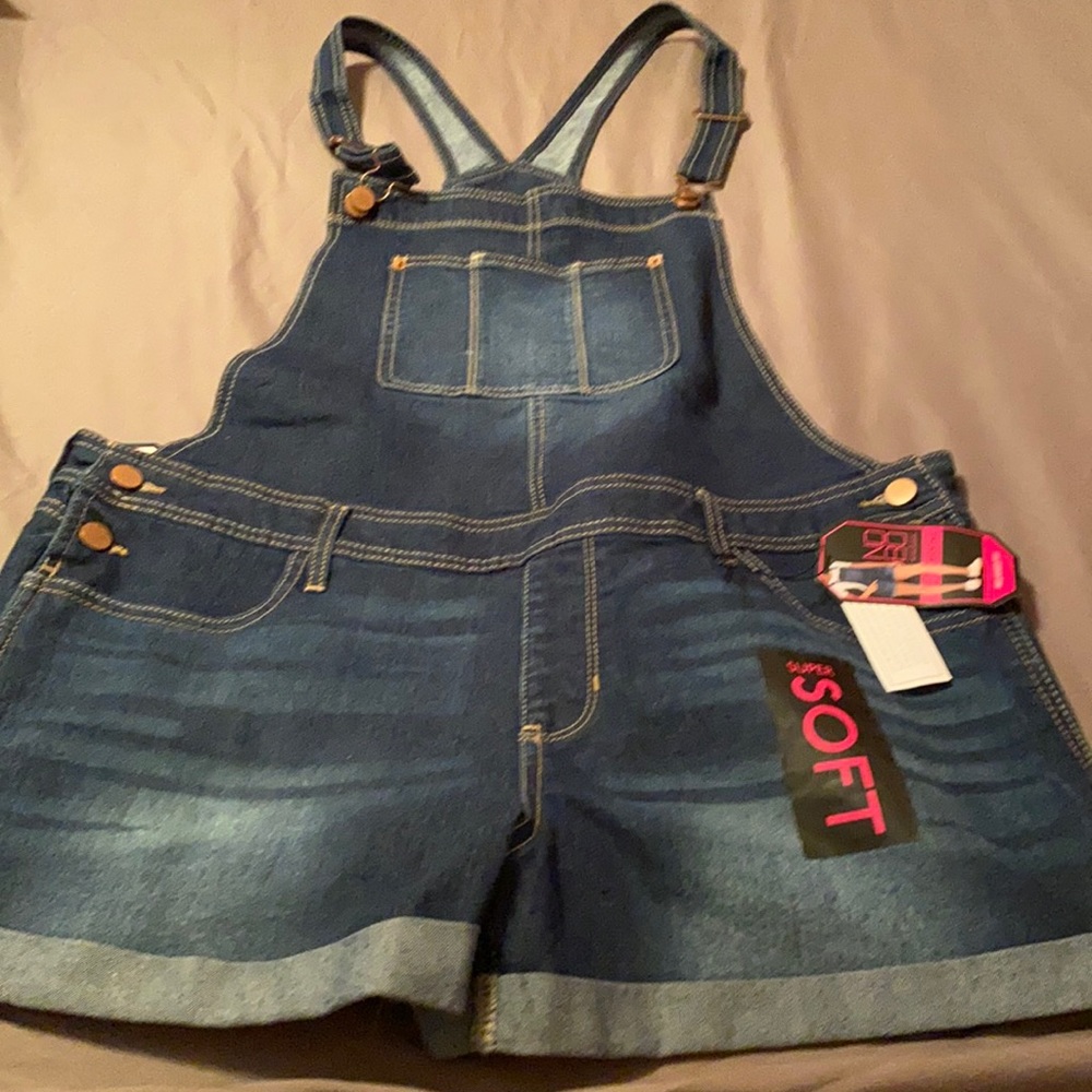 NWT No Boundaries Jean bib overall shorts XL